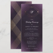 Klassiek Gouden Deco Paarse Calligrafie Monogram Programmakaart (Voorkant / Achterkant)