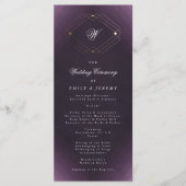 Klassiek Gouden Deco Paarse Calligrafie Monogram Programmakaart (Voorkant)