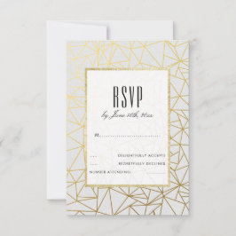 Klassiek gouden en witte trouw-RSVP RSVP Kaartje