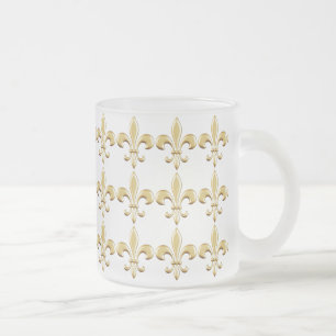 Klassiek Gouden Fleur-de-Lis-Icoon Matglas Koffiemok