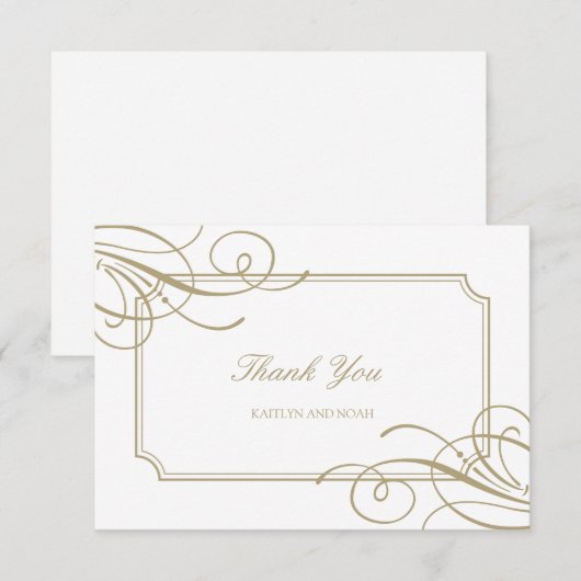 Klassiek gouden frame & details luxe bruiloft bedankkaart (Voorkant / Achterkant)