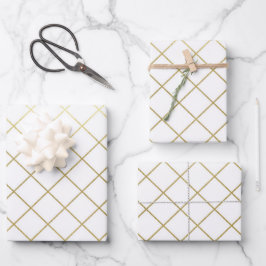 Klassiek gouden geometrisch abstract patroon Huwel Inpakpapier Vel