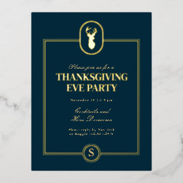 Klassiek Gouden Hertst Thanksgiving Eve-feest Folie Uitnodiging Briefkaart