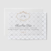 Klassiek gouden kam monogram Formeel Save the Date Vellum Uitnodigingen (Offset (Uitnodiging))