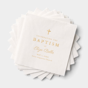 Klassiek Gouden Kruis Elegant Schrift Doop Folie Servetten