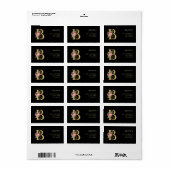 Klassiek gouden monogram B met roze bloemen Label (Full Sheet)