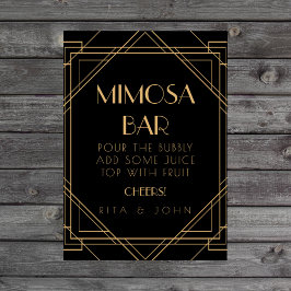 Klassiek gouden vintage Mimosa Bar Huwelijksbord Poster