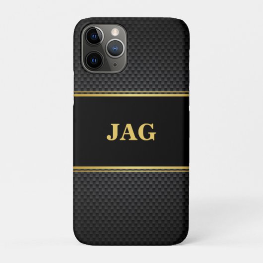 Klassiek gouden zwart gestructureerd monogram Case-Mate iPhone case (Achterkant)
