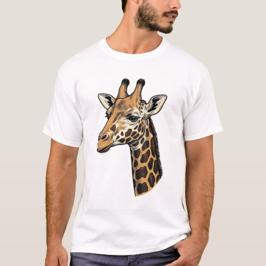 Klassiek graveerportret van giraffe shirt ontwerp  (Voorkant)