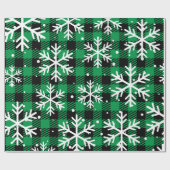 Klassiek Green Tartan Snowflakes inpakpapier (Vlak)
