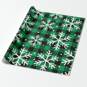 Klassiek Green Tartan Snowflakes inpakpapier