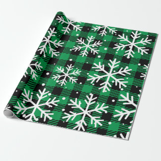 Klassiek Green Tartan Snowflakes inpakpapier
