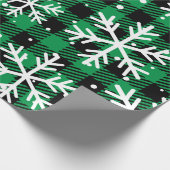 Klassiek Green Tartan Snowflakes inpakpapier (Hoek)