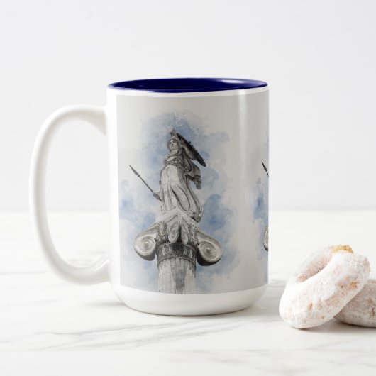 Klassiek Grieks beeld Athena 2-tone koffie Mok (Met donut)