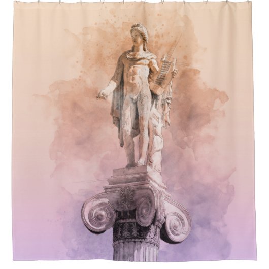 Klassiek grieks beeld van Apollo Douchegordijn (Voorkant)