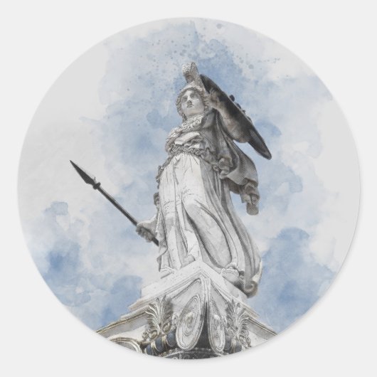 Klassiek griekstandbeeld Athena Ronde Sticker (Voorkant)
