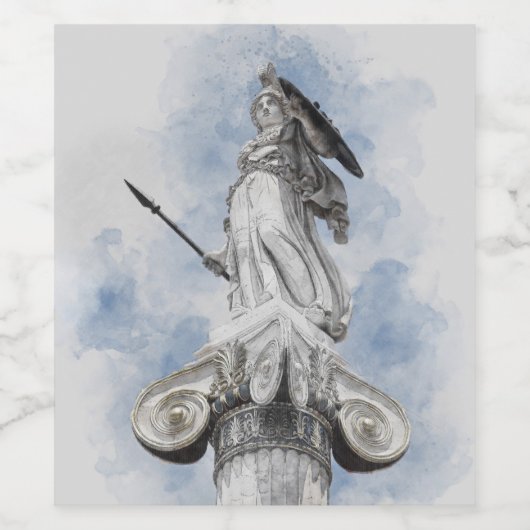 Klassiek griekstandbeeld Athena Wijn Etiket (Enkel label)