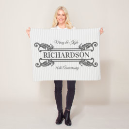 Klassiek Grijs Acanthus Blad Monogram Elegante Str Fleece Deken