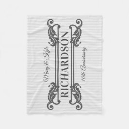 Klassiek Grijs Acanthus Blad Monogram Elegante Str Fleece Deken
