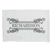 Klassiek Grijs Acanthus Blad Monogram Elegante Str Kussensloop (Voorkant)