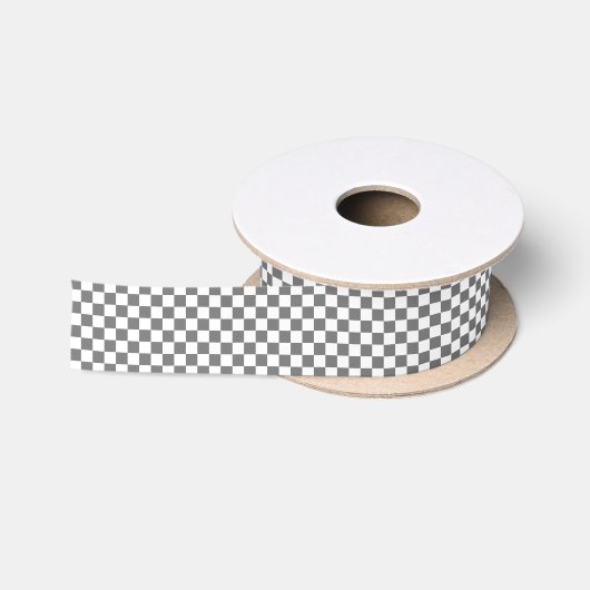Klassiek grijs dambordpatroon  satijnen lint (Spoel)