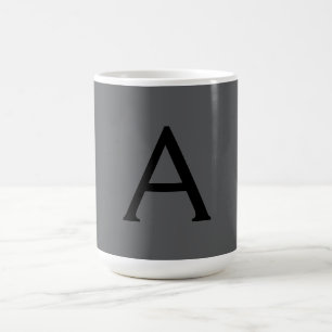 Klassiek grijs eenvoudig monogram naam initiaal koffiemok