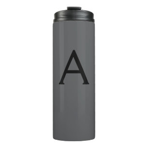 Klassiek grijs eenvoudig monogram naam initiaal thermosbeker