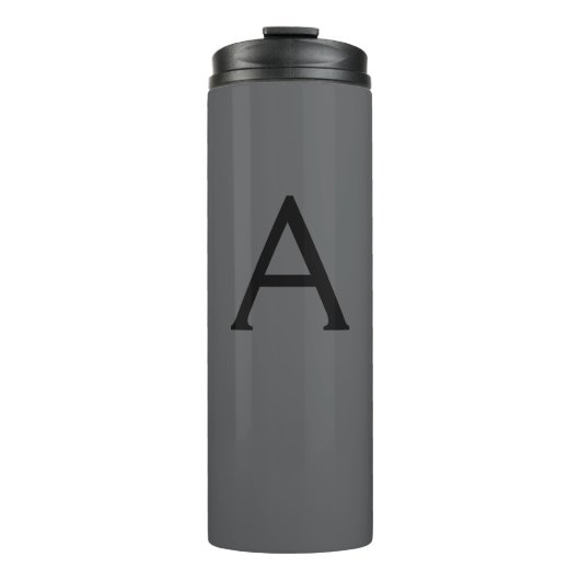 Klassiek grijs eenvoudig monogram naam initiaal thermosbeker (Voorkant)