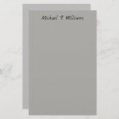 Klassiek grijs elegant minimalistisch handschrift briefpapier (Voorkant / Achterkant)