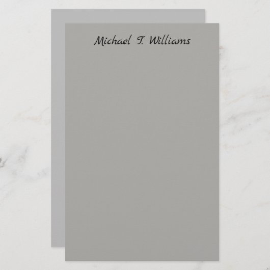 Klassiek grijs elegant minimalistisch handschrift briefpapier (Voorkant / Achterkant)