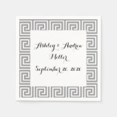 Klassiek grijs en wit Grieks sleutelpatroon Servet (Voorkant)