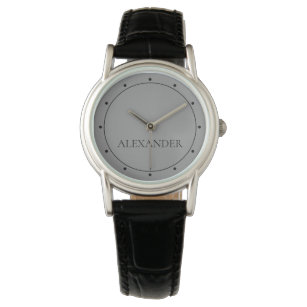 Klassiek grijs en zwart gepersonaliseerd horloge