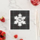 Klassiek grijs en zwart geruite patroon sneeuwvlok servet (Insitu)