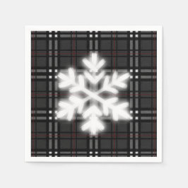 Klassiek grijs en zwart geruite patroon sneeuwvlok servet