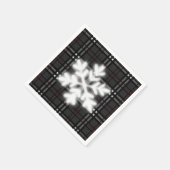 Klassiek grijs en zwart geruite patroon sneeuwvlok servet (Hoek)