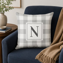 Klassiek grijs geruit monogram initiaal