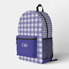 Klassiek grijs geruit patroon Persoonlijke school Bedrukte Rugzak