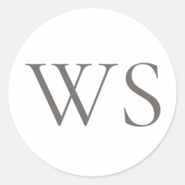 Klassiek grijs houtskool Monogram sluitzegel voor Ronde Sticker