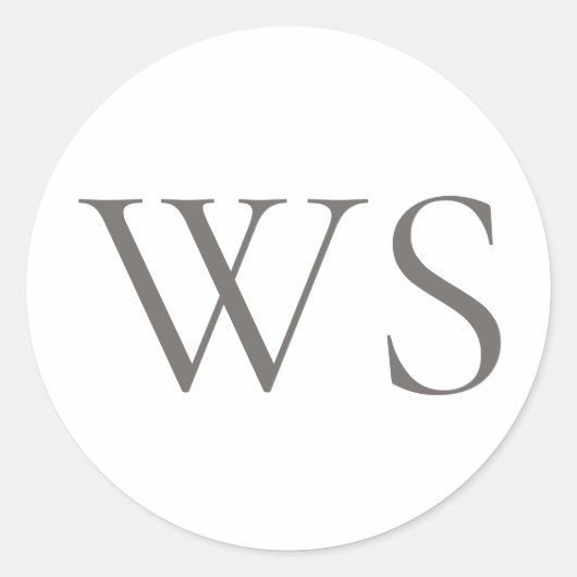 Klassiek grijs houtskool Monogram sluitzegel voor Ronde Sticker (Voorkant)