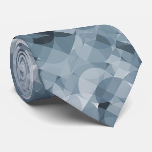 Klassiek grijs leisteen blauw vierkanten cirkels p stropdas (Opgerold)
