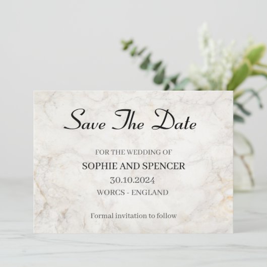 Klassiek grijs marmer Bewaar de datum Save The Date (Staand voorkant)