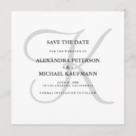 Klassiek Grijs Monogram Sla de datum op Save The Date