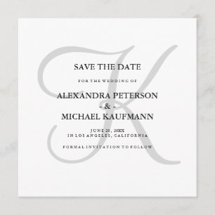 Klassiek Grijs Monogram Sla de datum op Save The Date