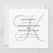 Klassiek Grijs Monogram Sla de datum op Save The Date (Voorkant)