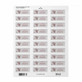 Klassiek grijs rood monogram retouradres etiket (Full Sheet)