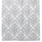 Klassiek grijs & wit damast patroon douchegordijn (Voorkant)