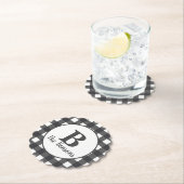 Klassiek grijs wit monogram Buffalo Plaid Kartonnen Onderzetters (Insitu)