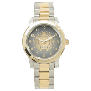 Klassiek grijs, zwart goud & zilver tweekleurig aa horloge