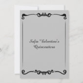 Klassiek Grijs Zwart Tiara Quinceanera Kaart (Achterkant)