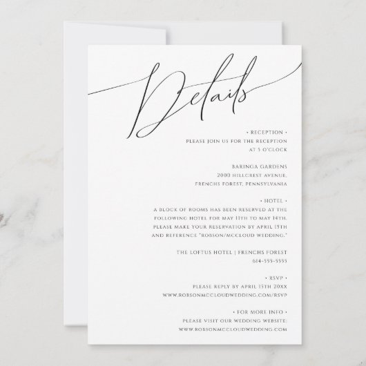 Klassiek grillig script alles in één bruiloft kaart (Achterkant)